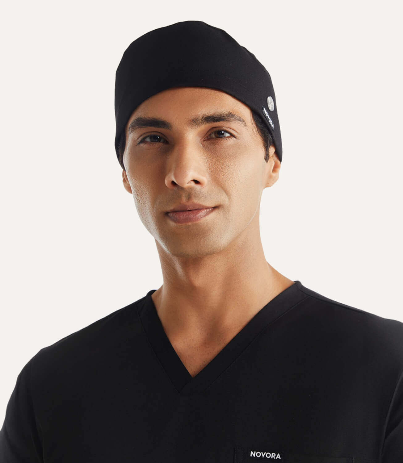 Black Effortless Scrub Cap Stretch Fabric Right Side Focus