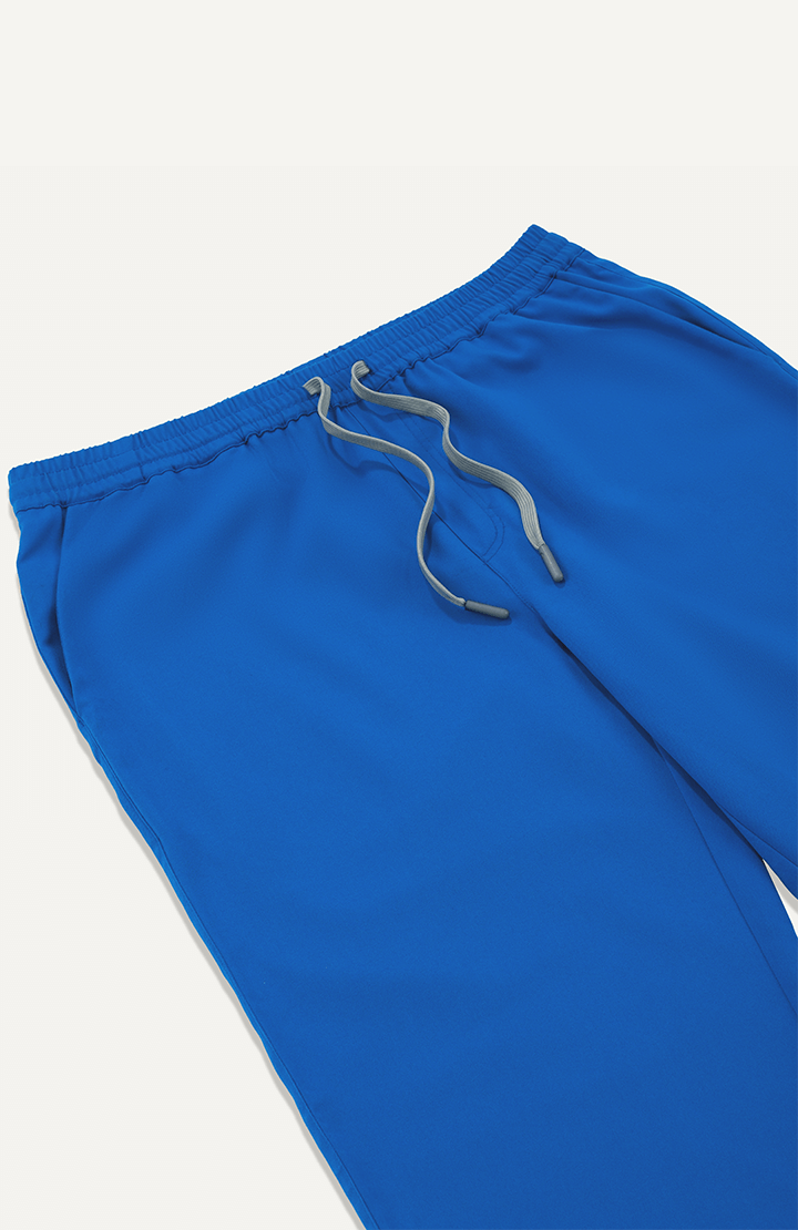 Men Electric Blue 5 Pocket Scrubs Stretch Fabric Technical Drawstring Focus
