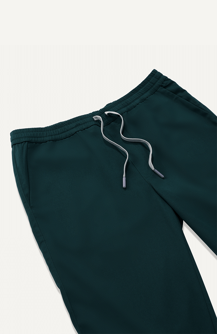 Men Forest Green 5 Pocket Scrubs Stretch Fabric Technical Drawstring Focus