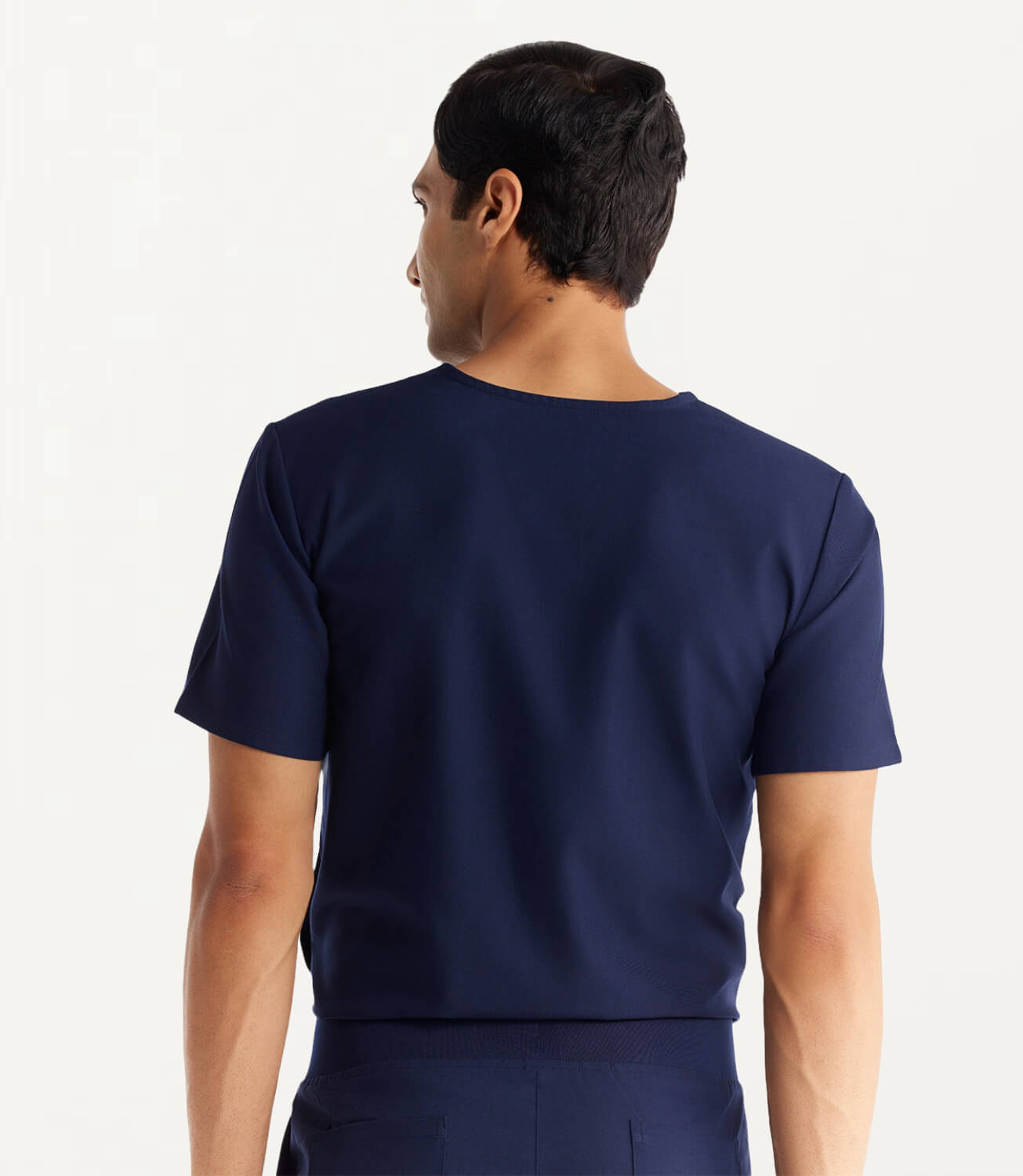 Men Midnight Blue 11 Pocket Scrubs Stretch Fabric Eco Tech Back Focus