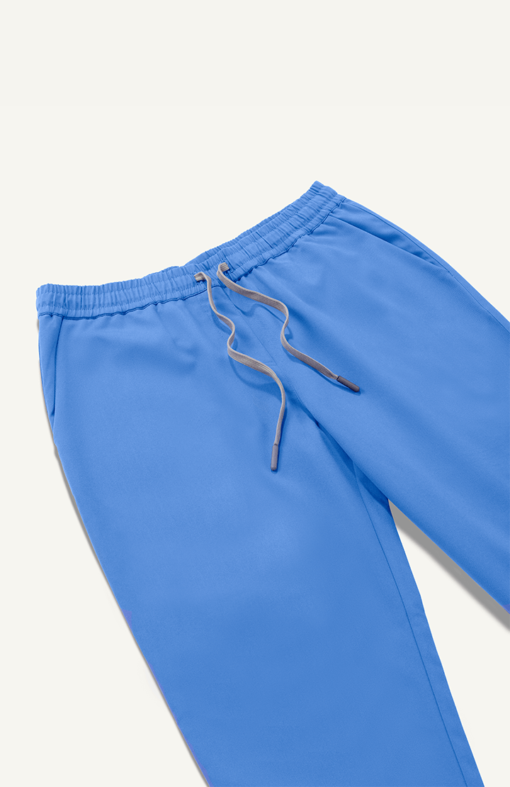 Men Women Ceil Blue 5 Pocket Scrubs Stretch Fabric Technical Drawstring Focus