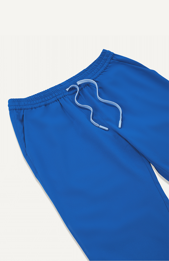 Women Electric Blue 5 Pocket Scrubs Stretch Fabric Technical Drawstring Focus
