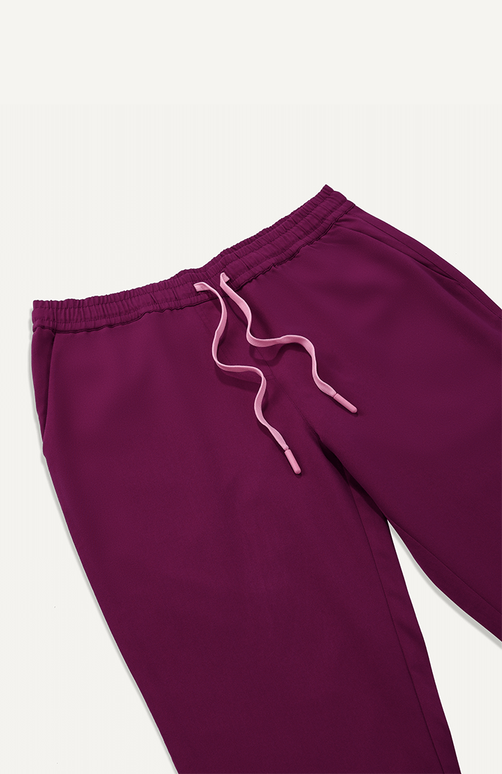 Women French Plum 5 Pocket Scrubs Stretch Fabric Technical Drawstring Focus