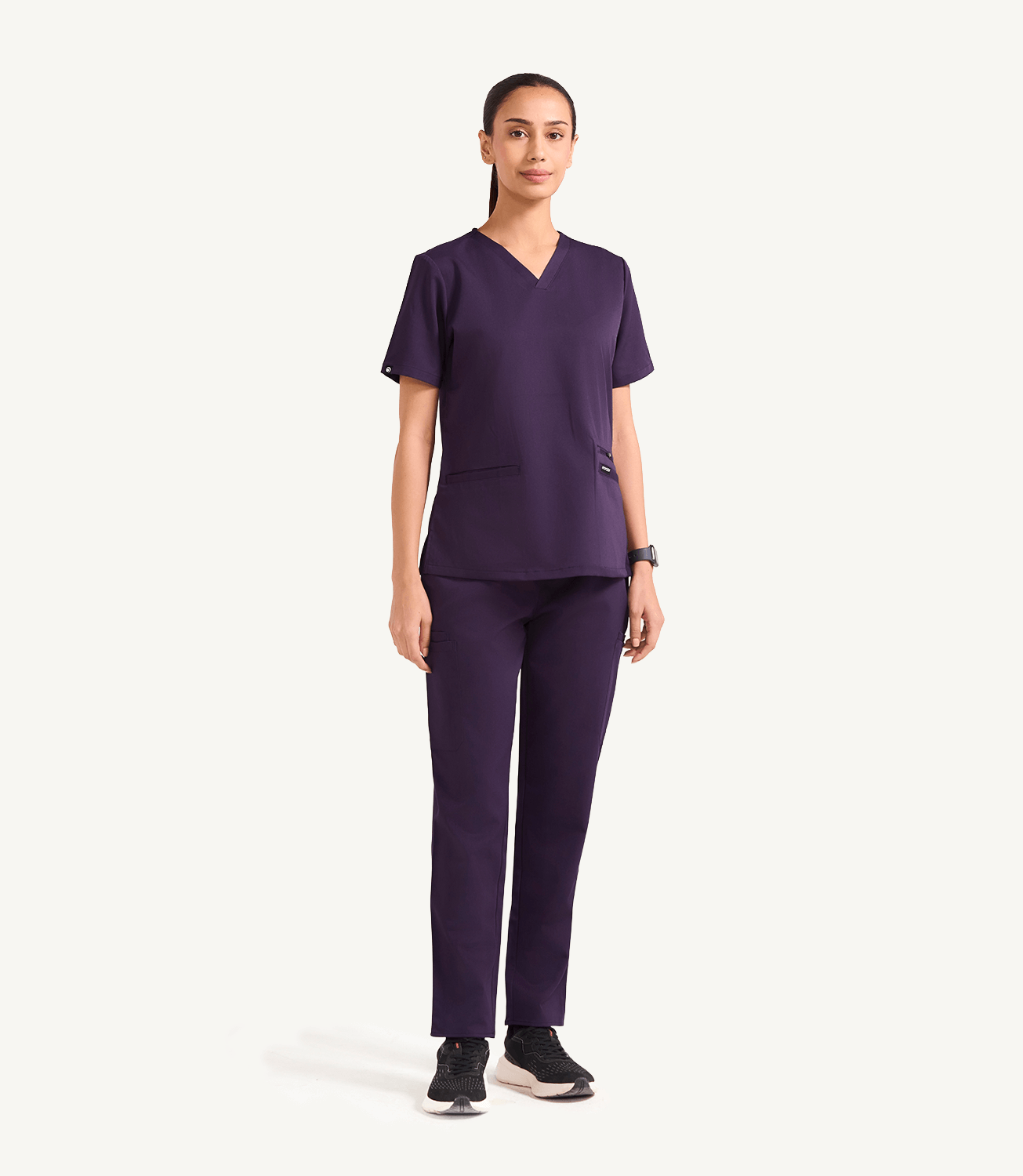 Women Galaxy 11 Pocket Scrubs Stretch Fabric Util Tech Full Front