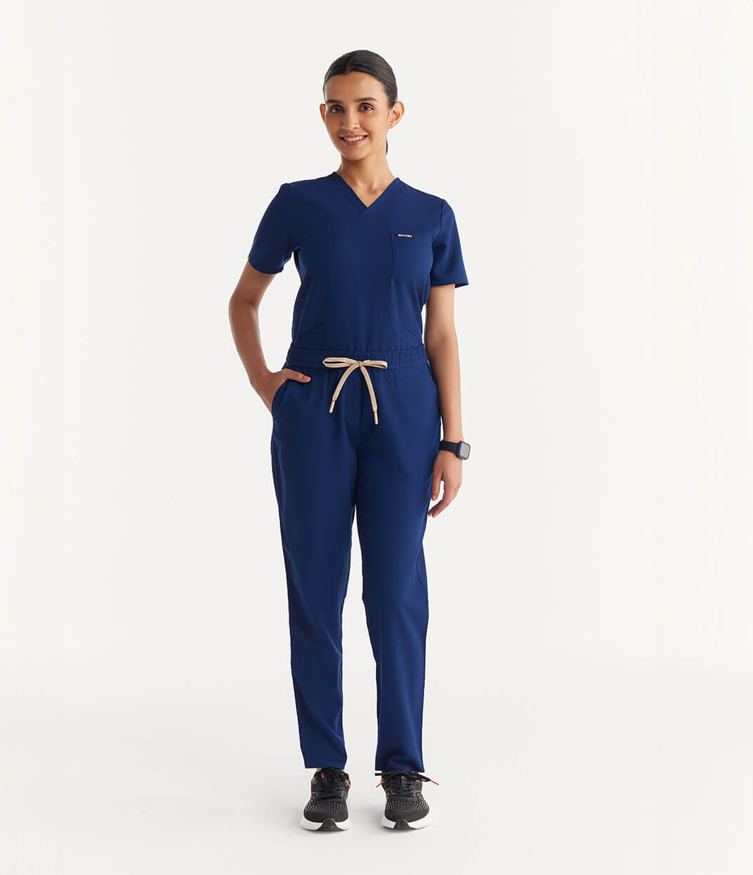 Women Royal Navy 5 Pocket Scrubs Stretch Fabric Technical Full Front