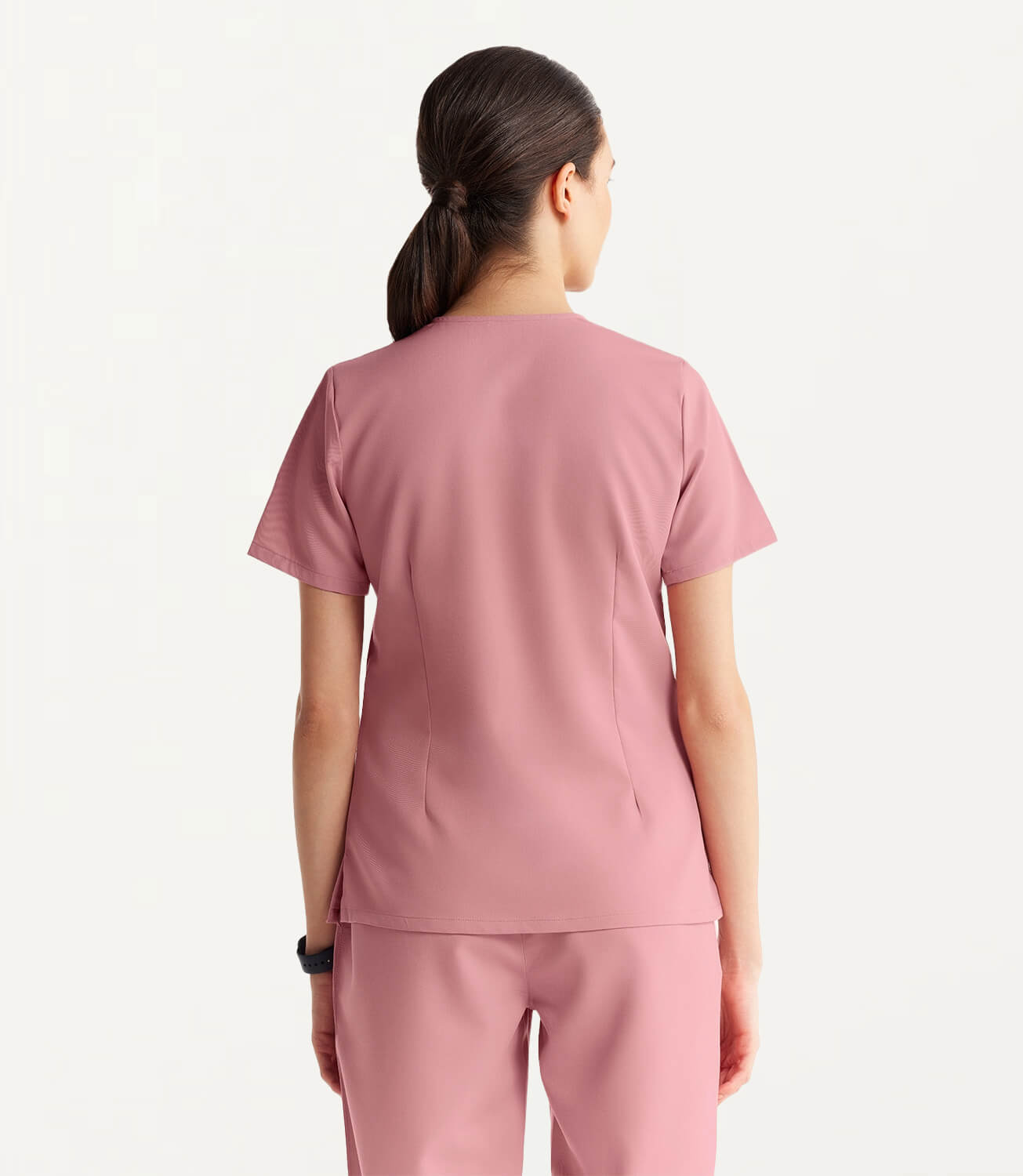 Women Terra Pink 5 Pocket Scrubs Stretch Fabric Technical Back Focus