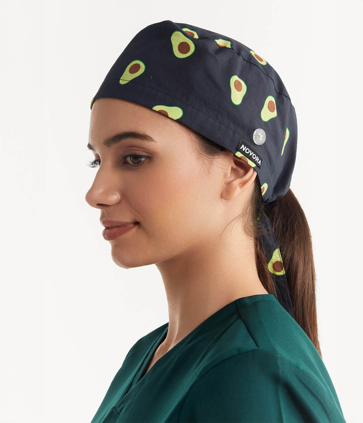 Avocado Lifestyle Printed Scrub Cap Soft Fabric Left Side Focus