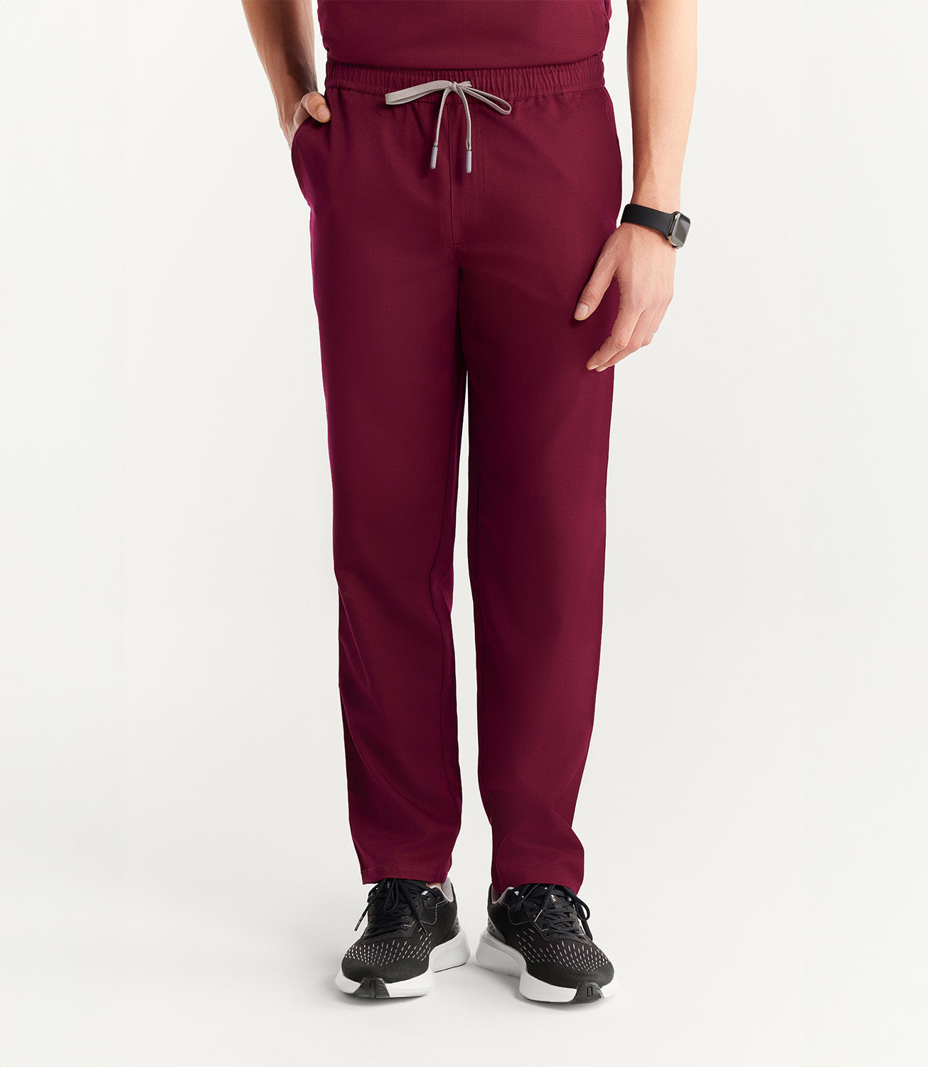 Men Burgundy 5 Pocket Scrubs Stretch Fabric Technical Bottom Focus