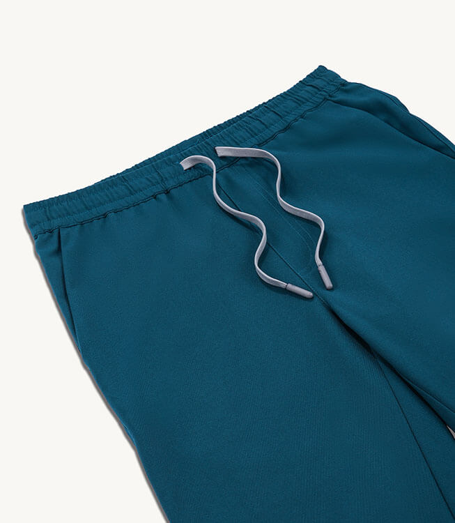 Men Caribbean Blue 5 Pocket Scrubs Stretch Fabric Technical Drawstring Focus