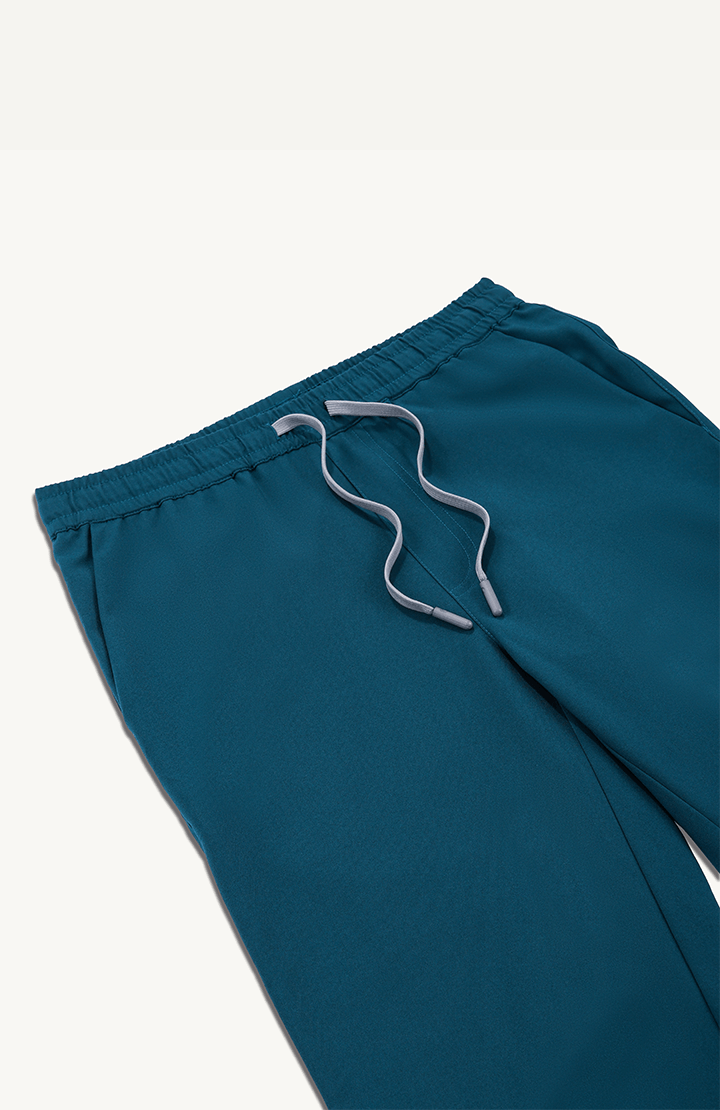 Men Caribbean Blue 5 Pocket Scrubs Stretch Fabric Technical Drawstring Focus