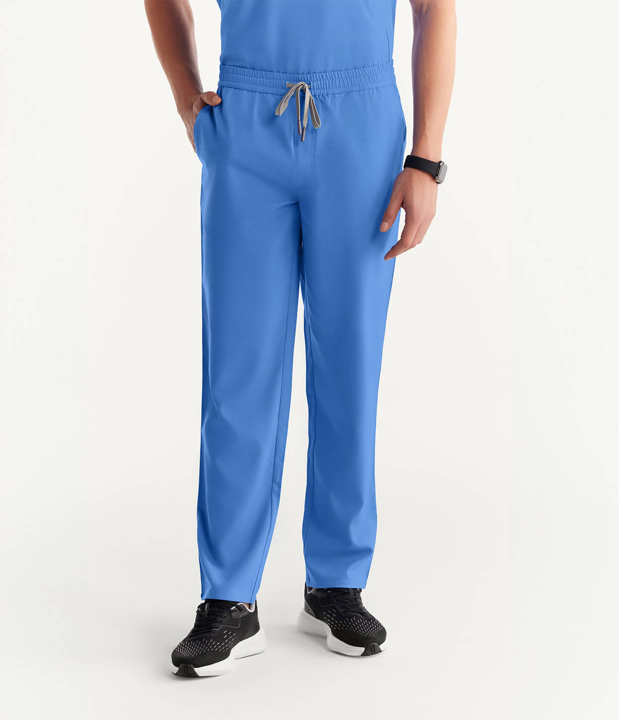 Men Ceil Blue 5 Pocket Scrubs Stretch Fabric Technical Bottom Focus