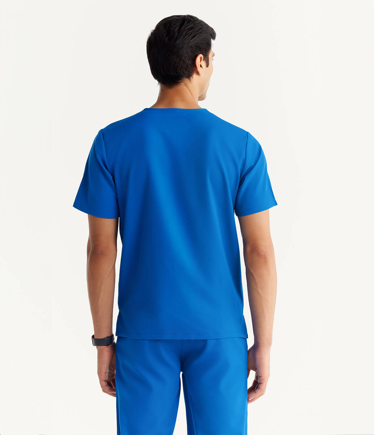 Men Electric Blue 5 Pocket Scrubs Stretch Fabric Technical Back Focus