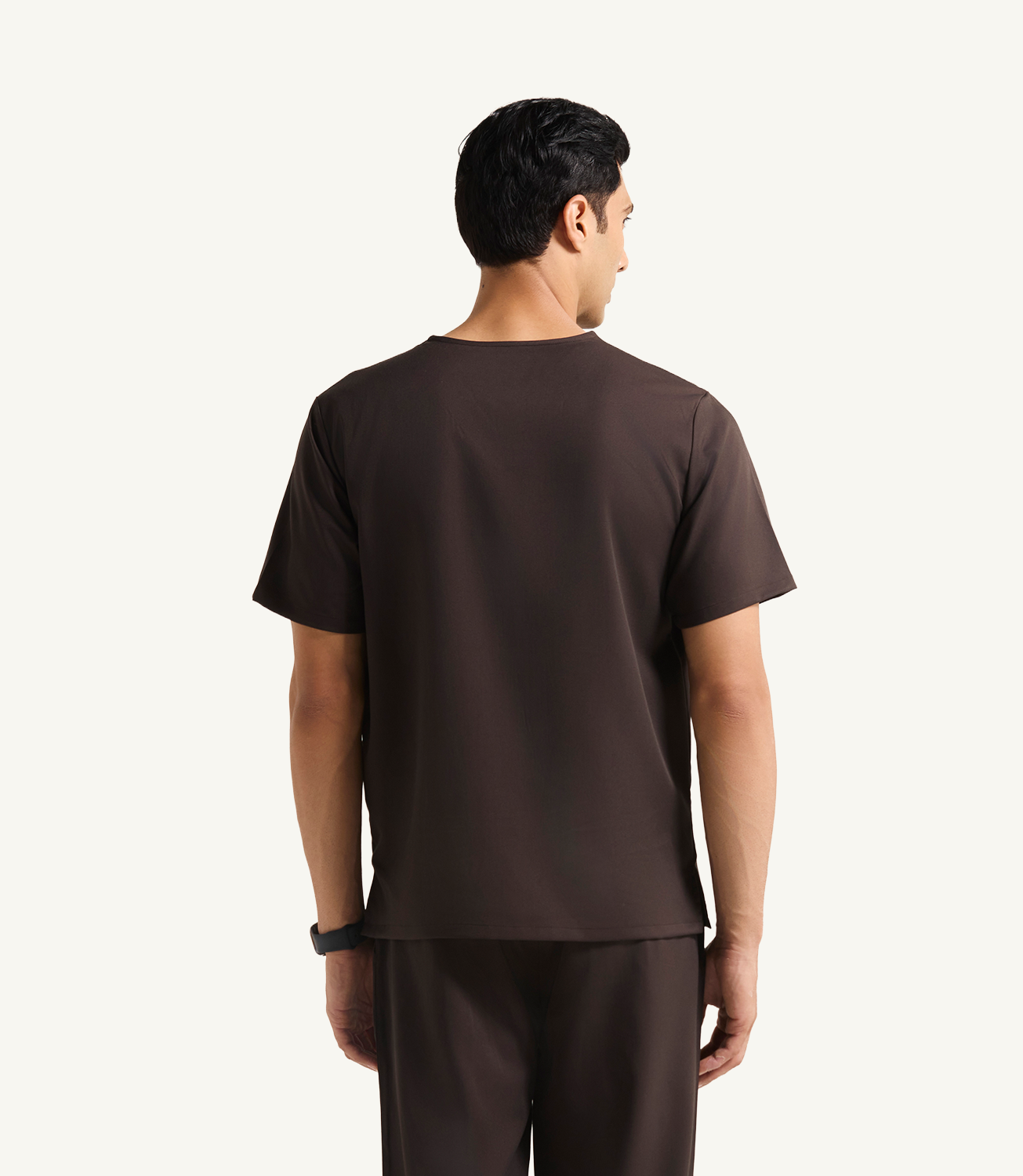 Men Espresso 5 Pocket Scrubs Stretch Fabric Technical Back Focus