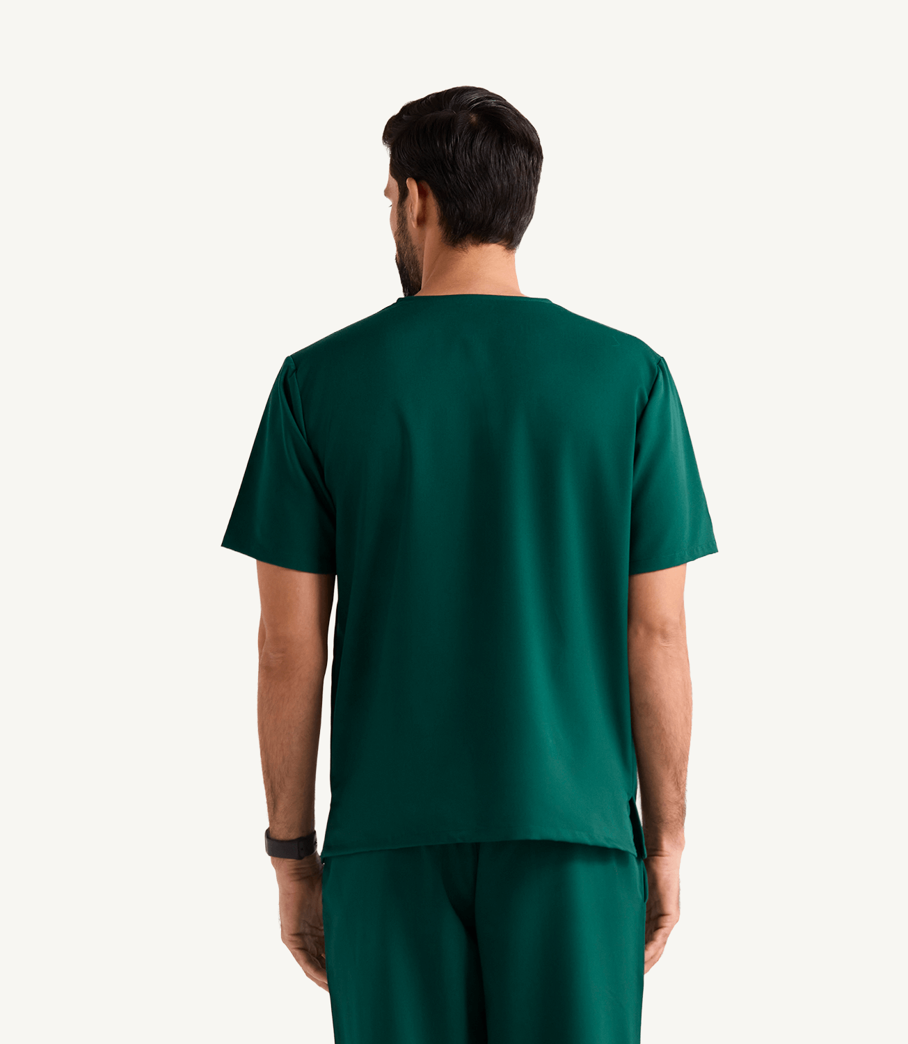 Men Hunter Green 5 Pocket Scrubs Stretch Fabric Technical Back Focus