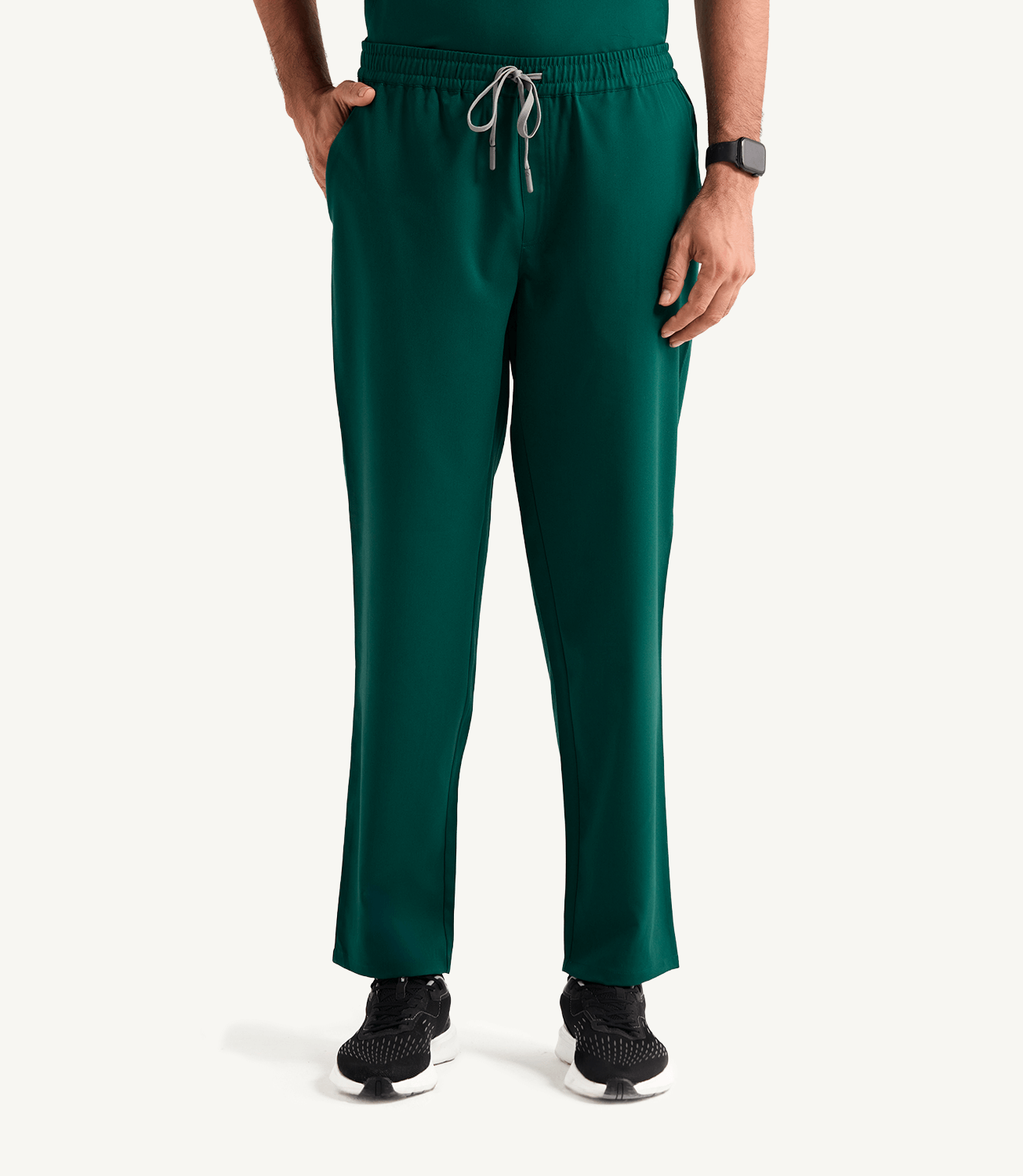 Men Hunter Green 5 Pocket Scrubs Stretch Fabric Technical Bottom Focus