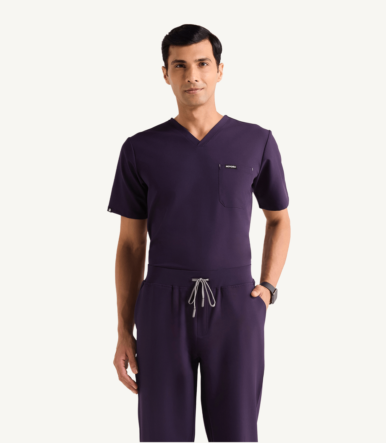 Men Midnight Galaxy 5 Pocket Scrubs Stretch Fabric Eco Tech Tuck In Front Focus