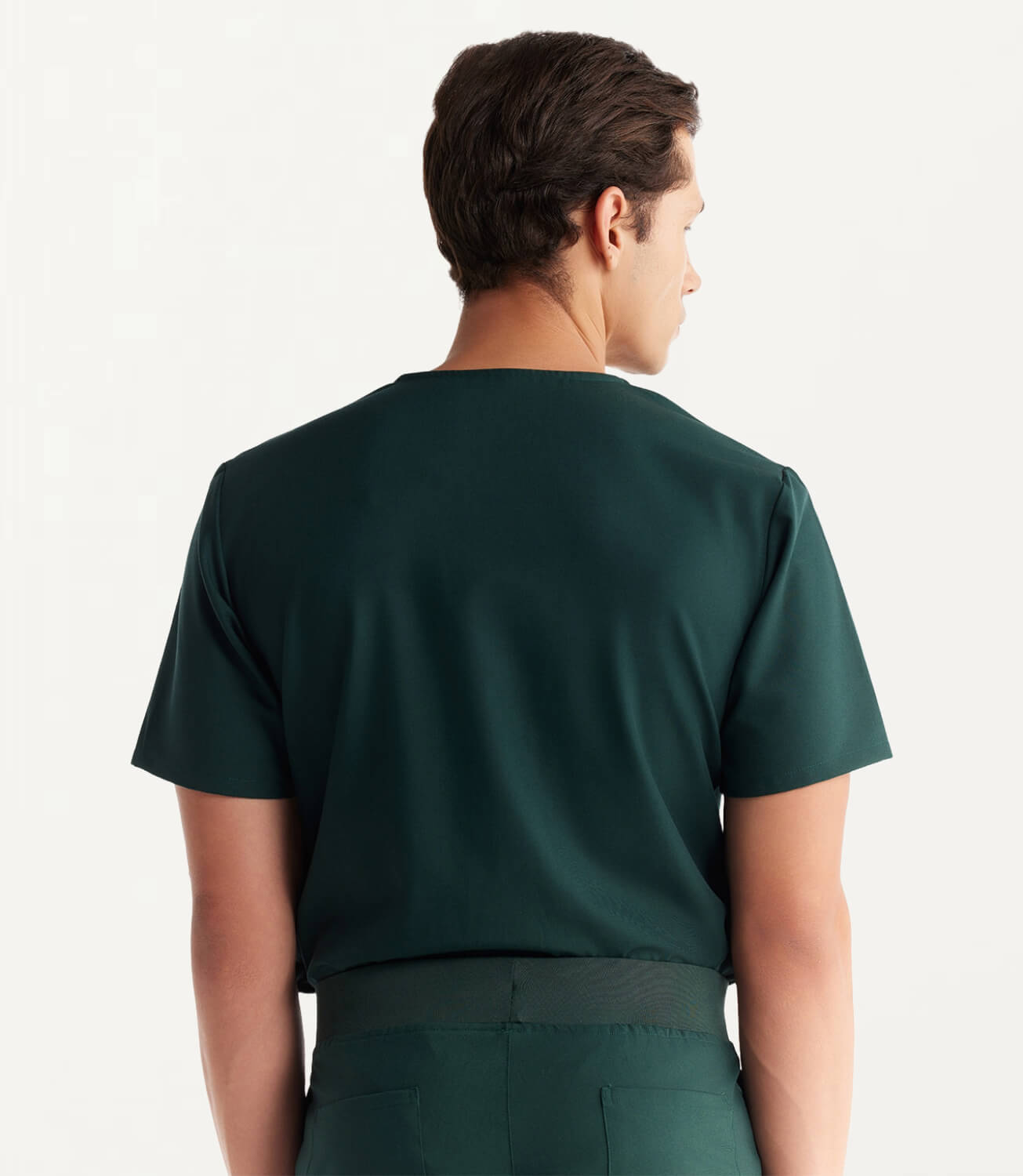 Men Midnight Green 11 Pocket Scrubs Stretch Fabric Eco Tech Back Focus