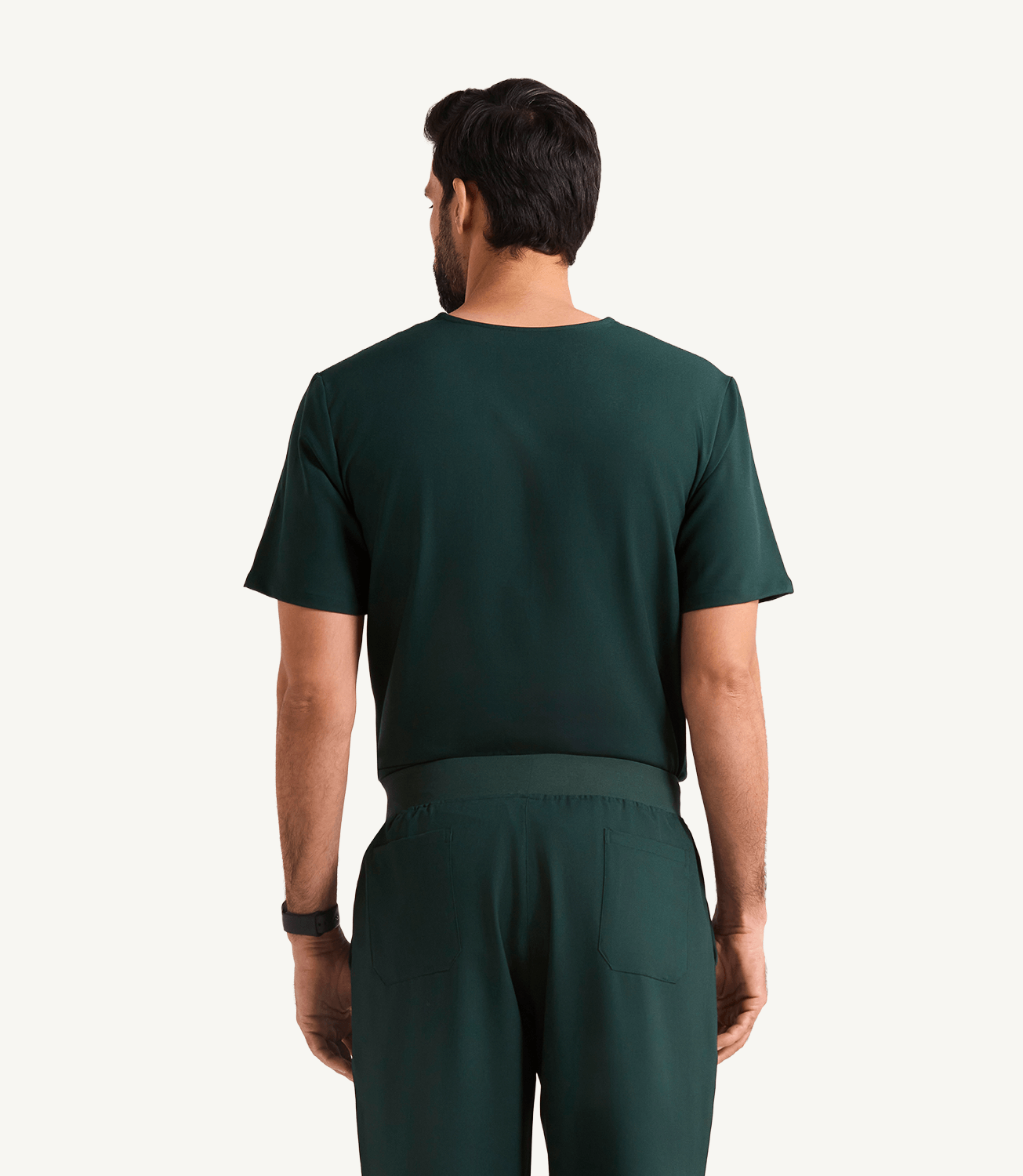 Men Midnight Green 5 Pocket Scrubs Stretch Fabric Eco Tech Tuck In Back Focus