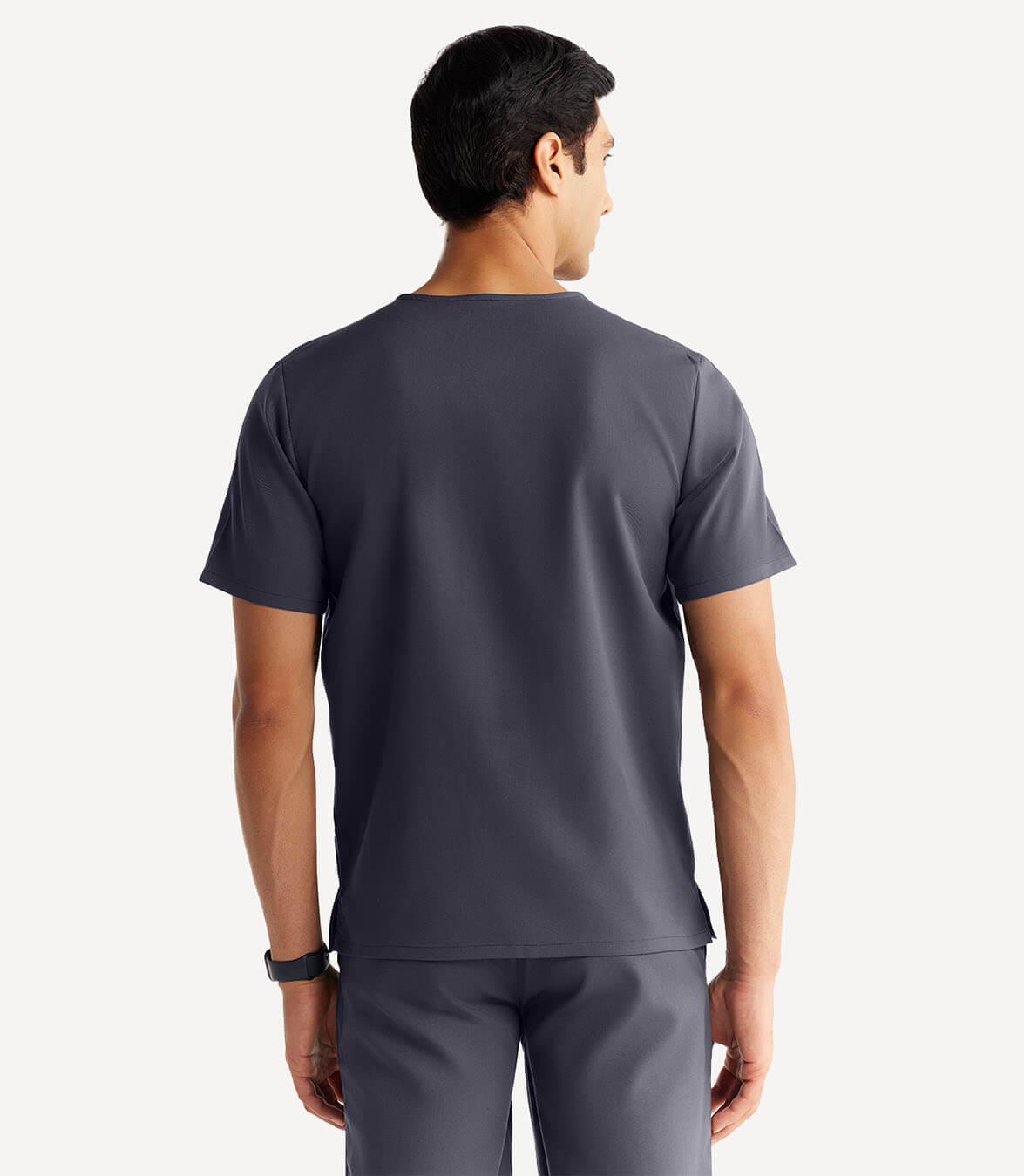 Men Slate Grey 5 Pocket Scrubs Stretch Fabric Technical Back Focus
