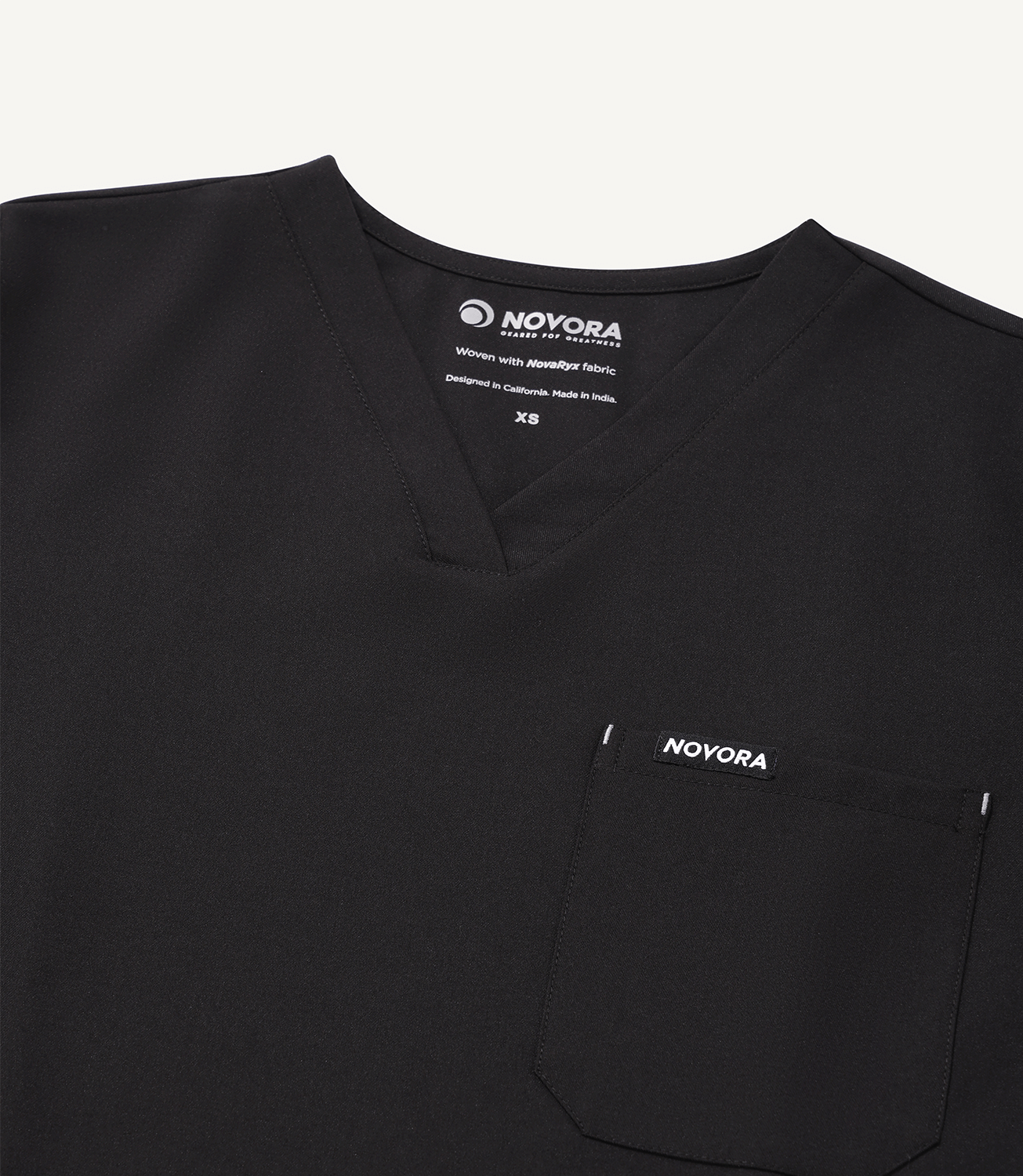 Men Women Midnight Black 5 Pocket Scrubs Stretch Fabric Eco Tech Tuck In Top Bar Tack Focus