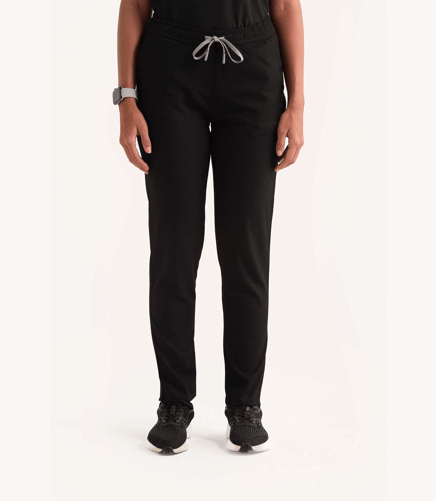 Women Mandarin Technical 5 Pocket Black Scrubs