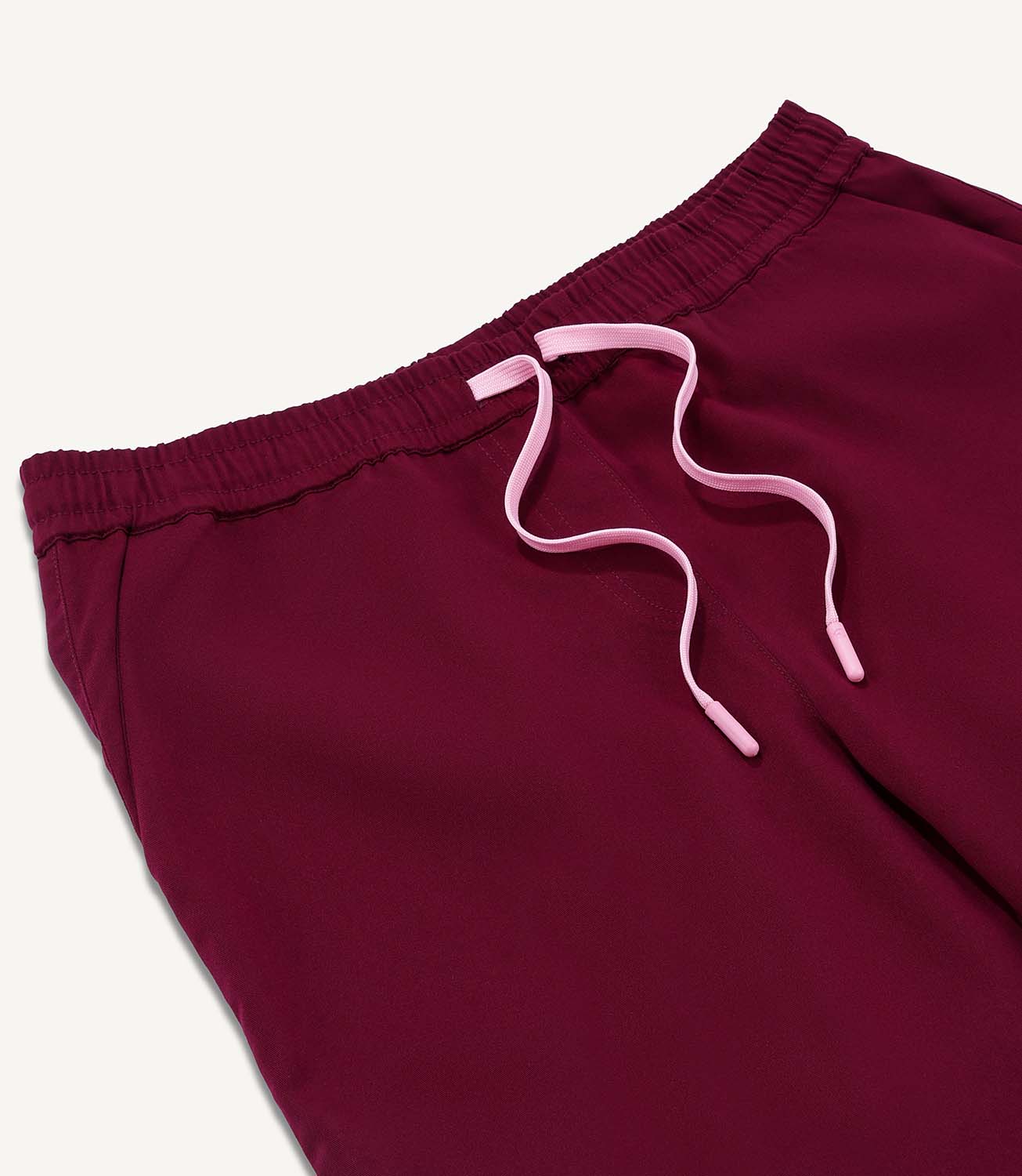 Women Burgundy 5 Pocket Scrubs Stretch Fabric Technical Drawstring Focus