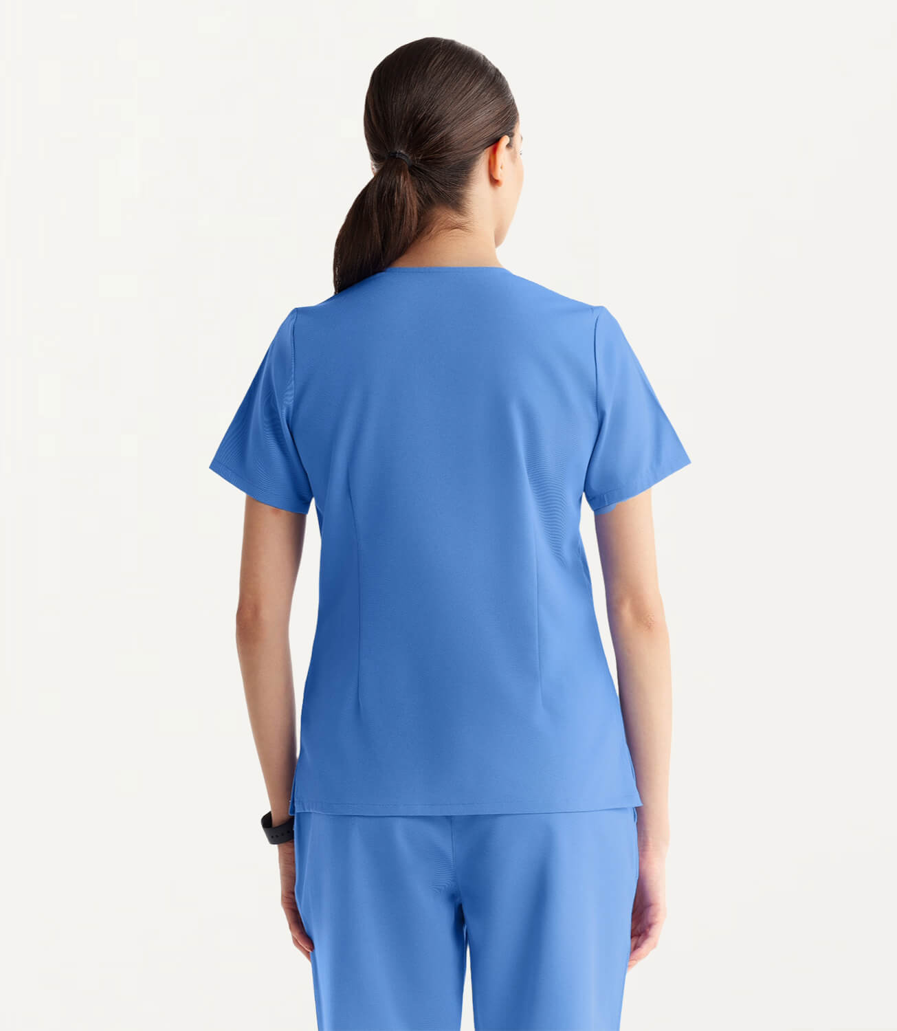 Women Ceil Blue 5 Pocket Scrubs Stretch Fabric Technical Back Focus