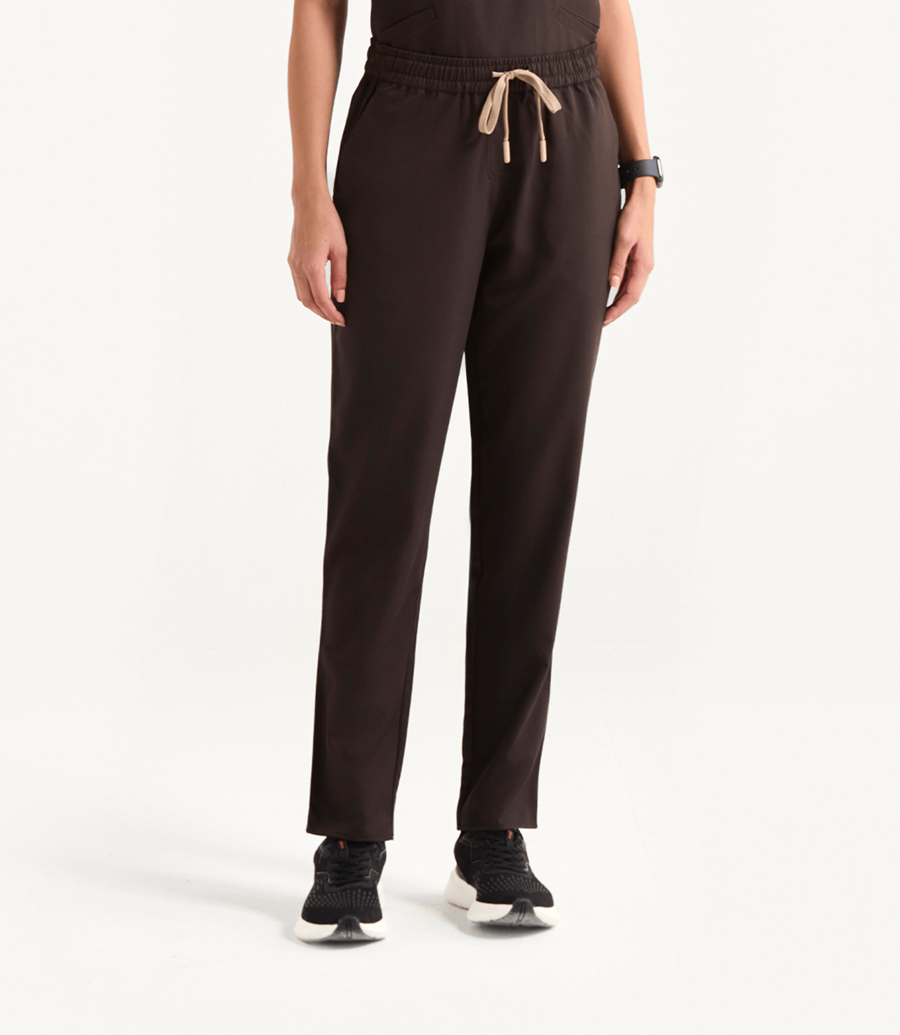 Women Espresso 5 Pocket Scrubs Stretch Fabric Technical Bottom Focus