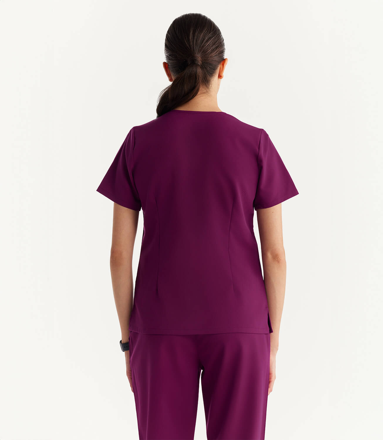 Women French Plum 5 Pocket Scrubs Stretch Fabric Technical Back Focus