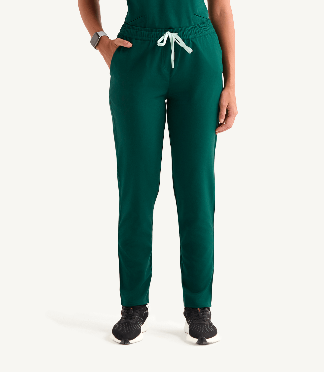 Women Hunter Green 5 Pocket Scrubs Stretch Fabric Technical Bottom Focus