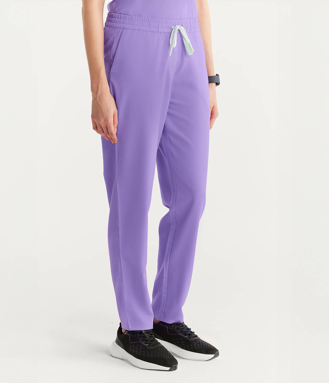 Women Lavender 5 Pocket Scrubs Stretch Fabric Technical Bottom Focus