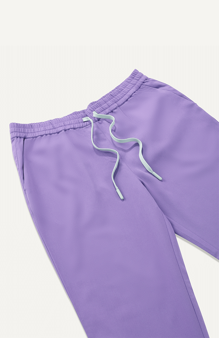 Women Lavender 5 Pocket Scrubs Stretch Fabric Technical Drawstring Focus