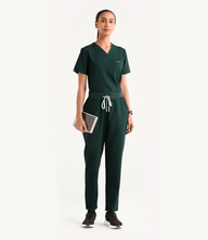 Women Eco Tech 5 Pocket Tuck In Midnight Green Scrubs