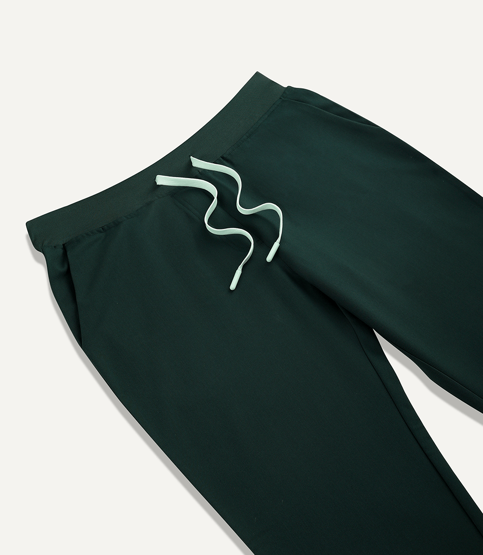 Women Midnight Green 5 Pocket Tuck In Scrubs Stretch Fabric Eco Tech Waistband Focus