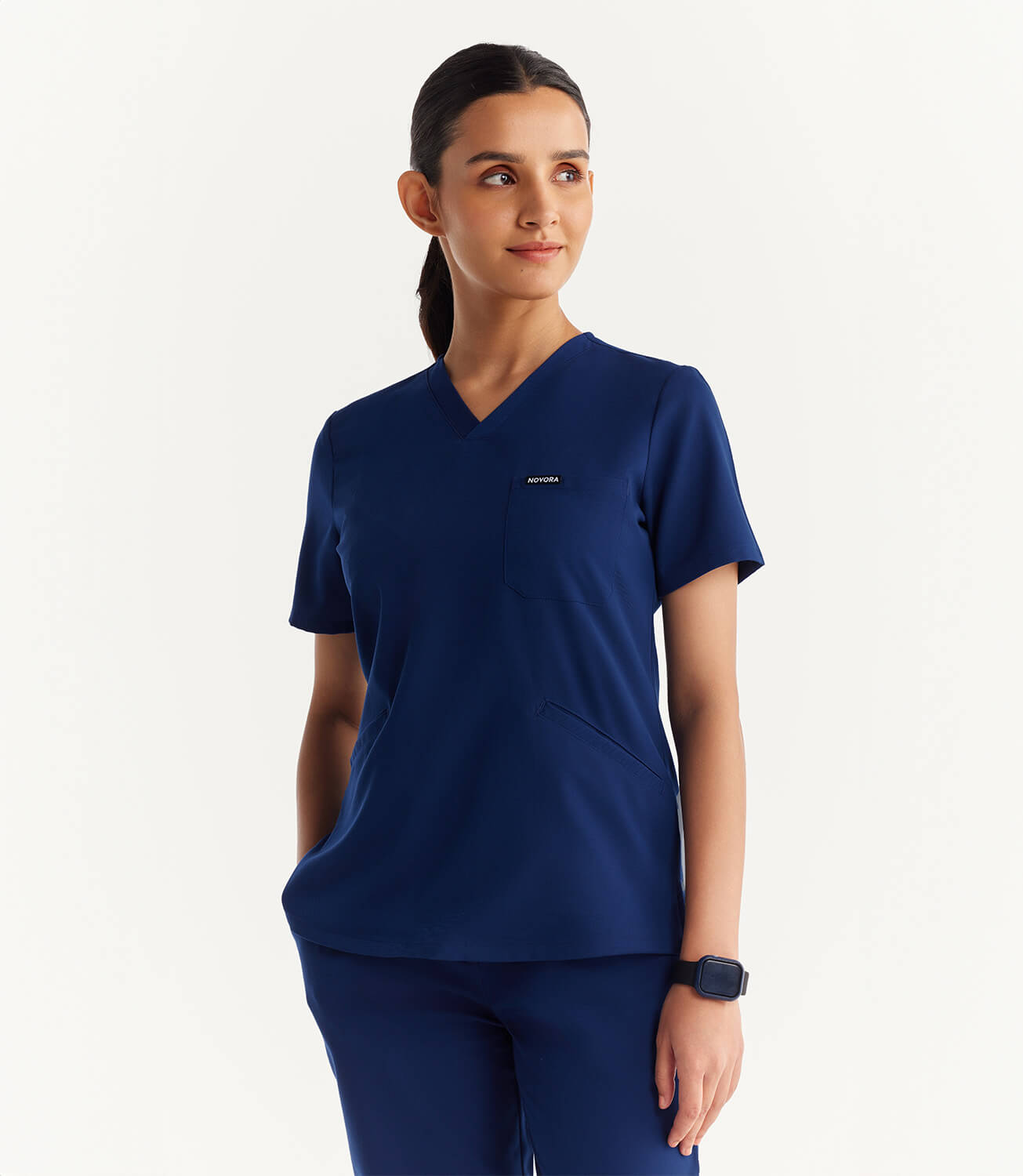 Women Royal Navy 5 Pocket Scrubs Stretch Fabric Technical Front Focus
