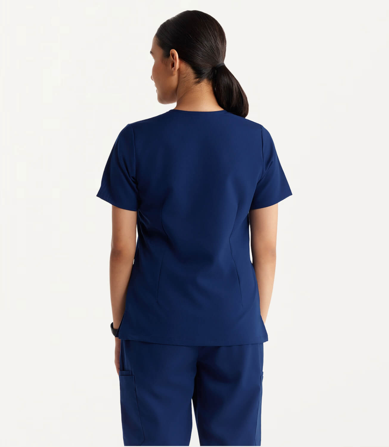 Women Royal Navy 11 Pocket Scrubs Stretch Fabric Util Tech Back Focus