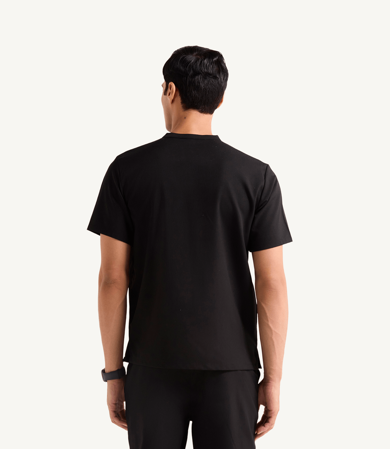 Men Mandarin Technical 5 Pocket Black Scrubs