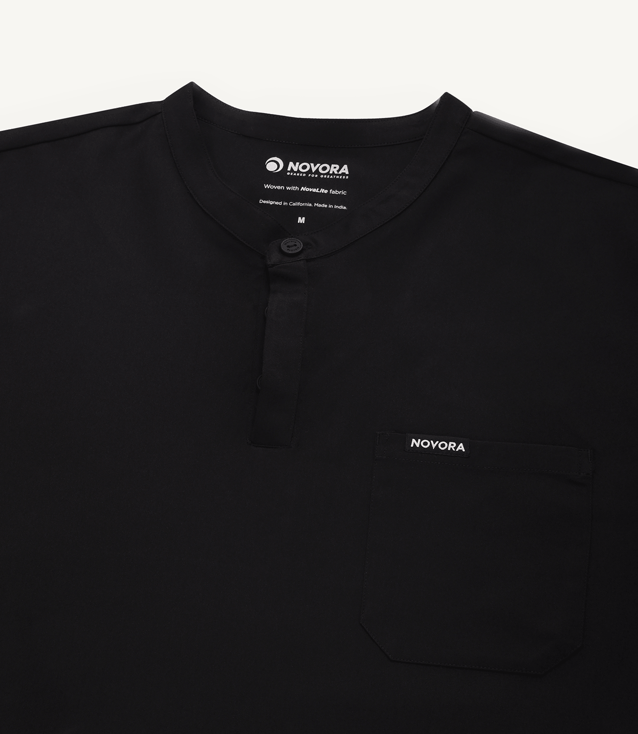 Men Mandarin Technical 5 Pocket Black Scrubs